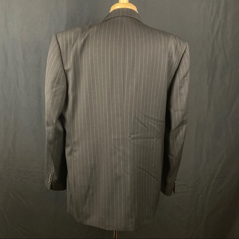 Vintage YSL Men's Black Pinstripe Double-Breasted Blazer